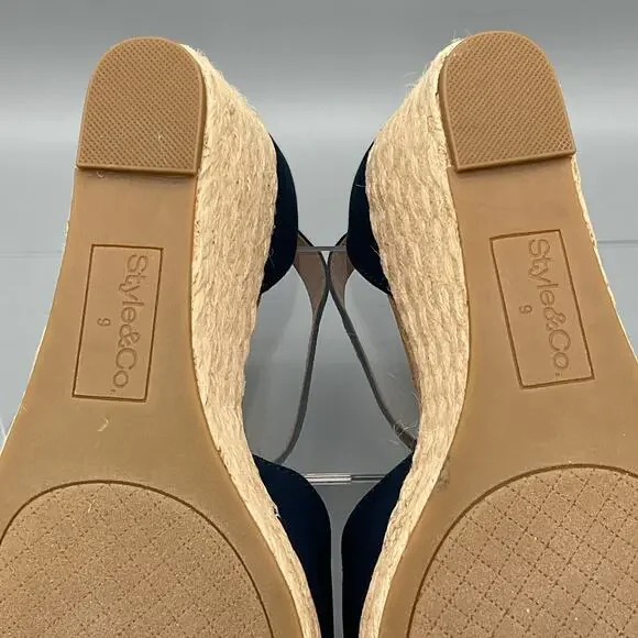 NEW Style & Co Women’s Seleeney Espadrille Wedge Sandals Navy Size 9M - Picture 9 of 10